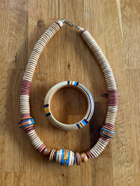 Wooden bead necklace&bracelet