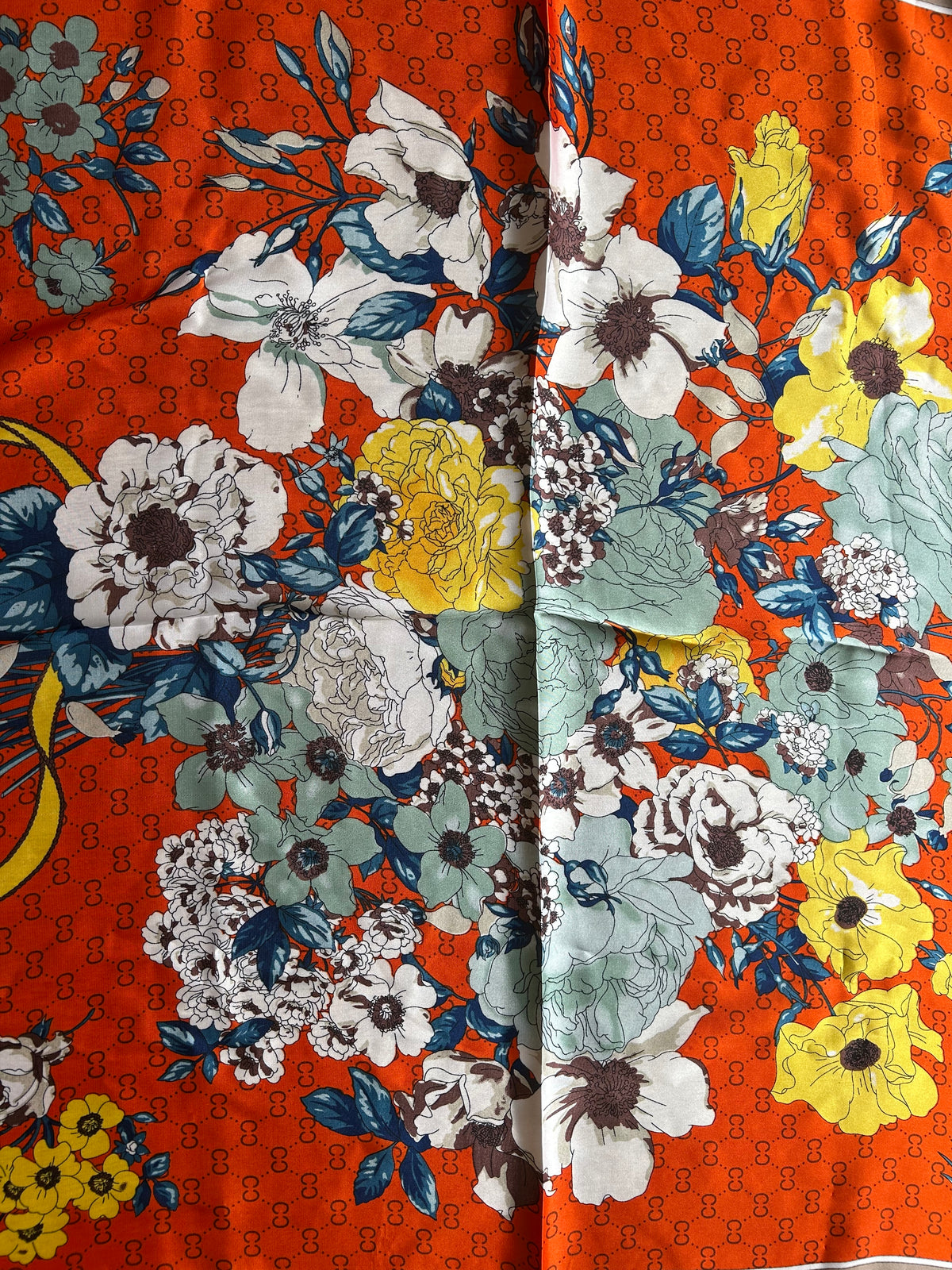 Orange&beige floral scarf