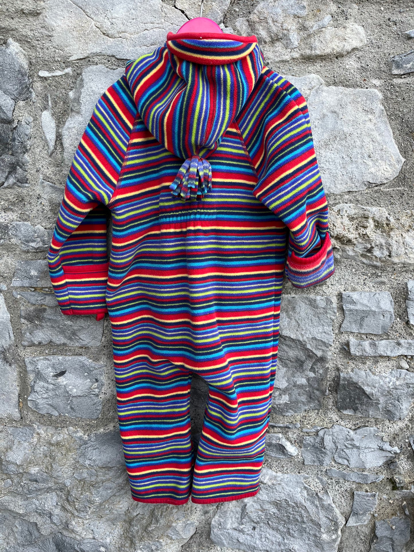 Stripy fleece pramsuit 18-24m (86-92cm)