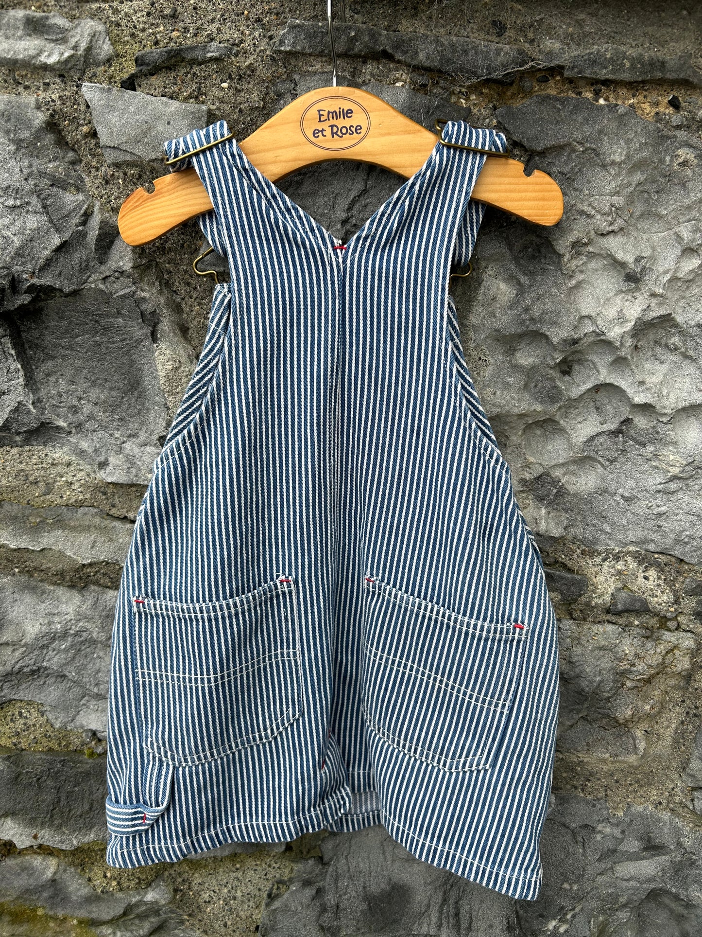 90s navy stripy denim pinafore  18-24m (86-92cm)