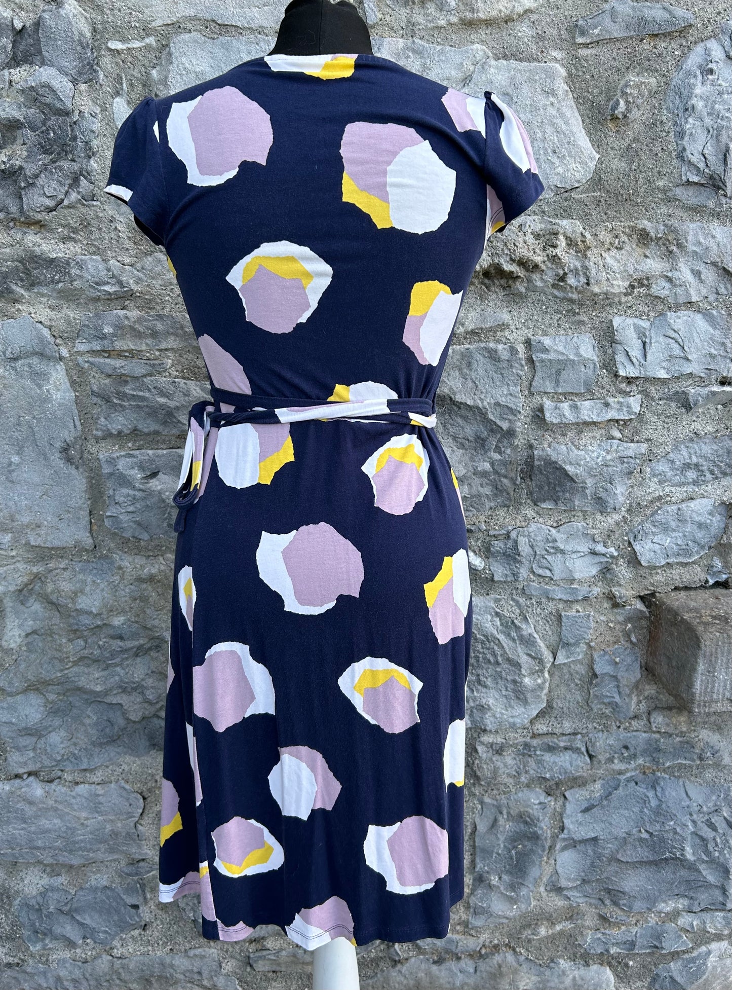 Navy wrap pink patches dress uk 6