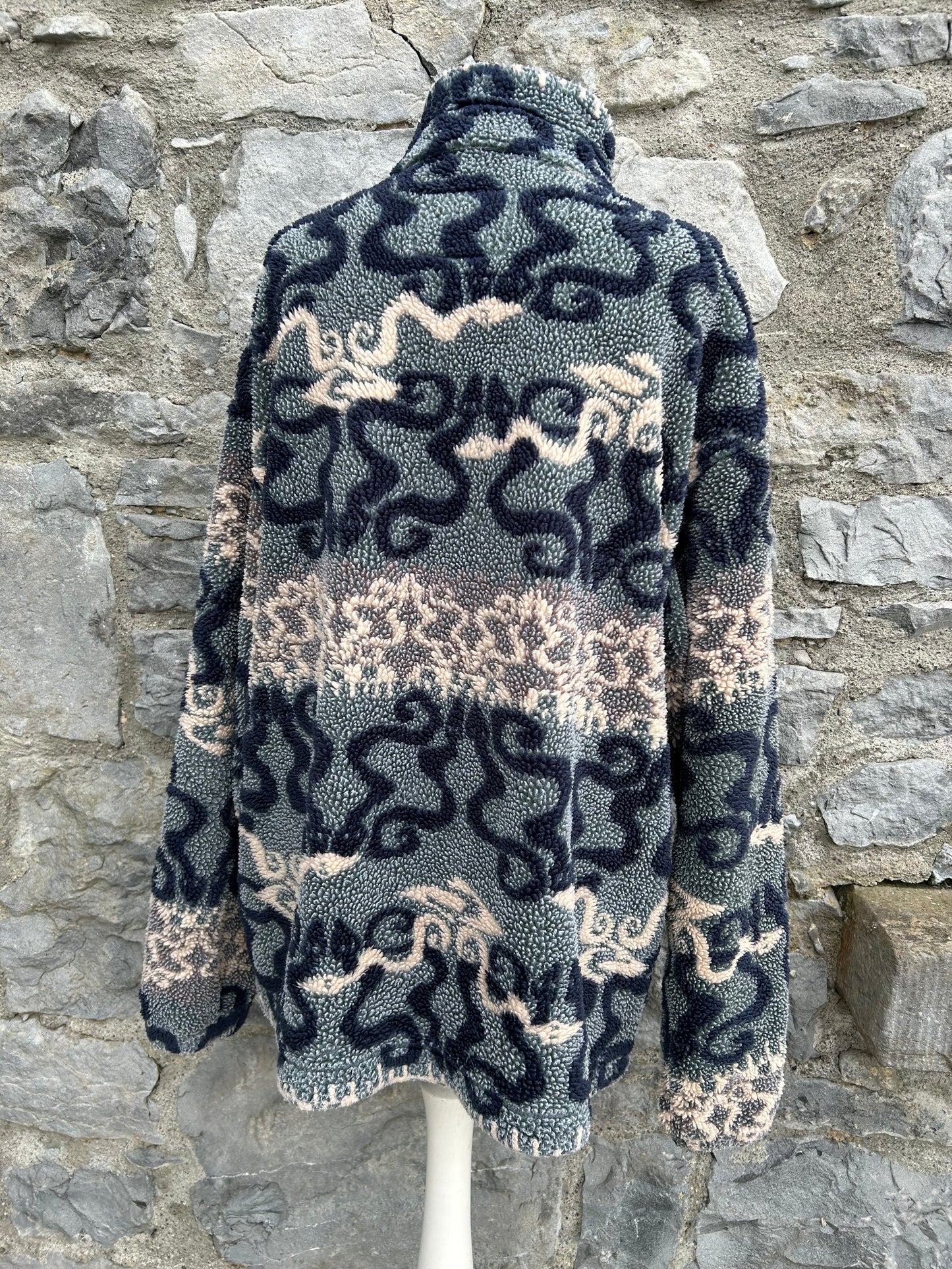 90s abstract grey&beige panels fleece XL