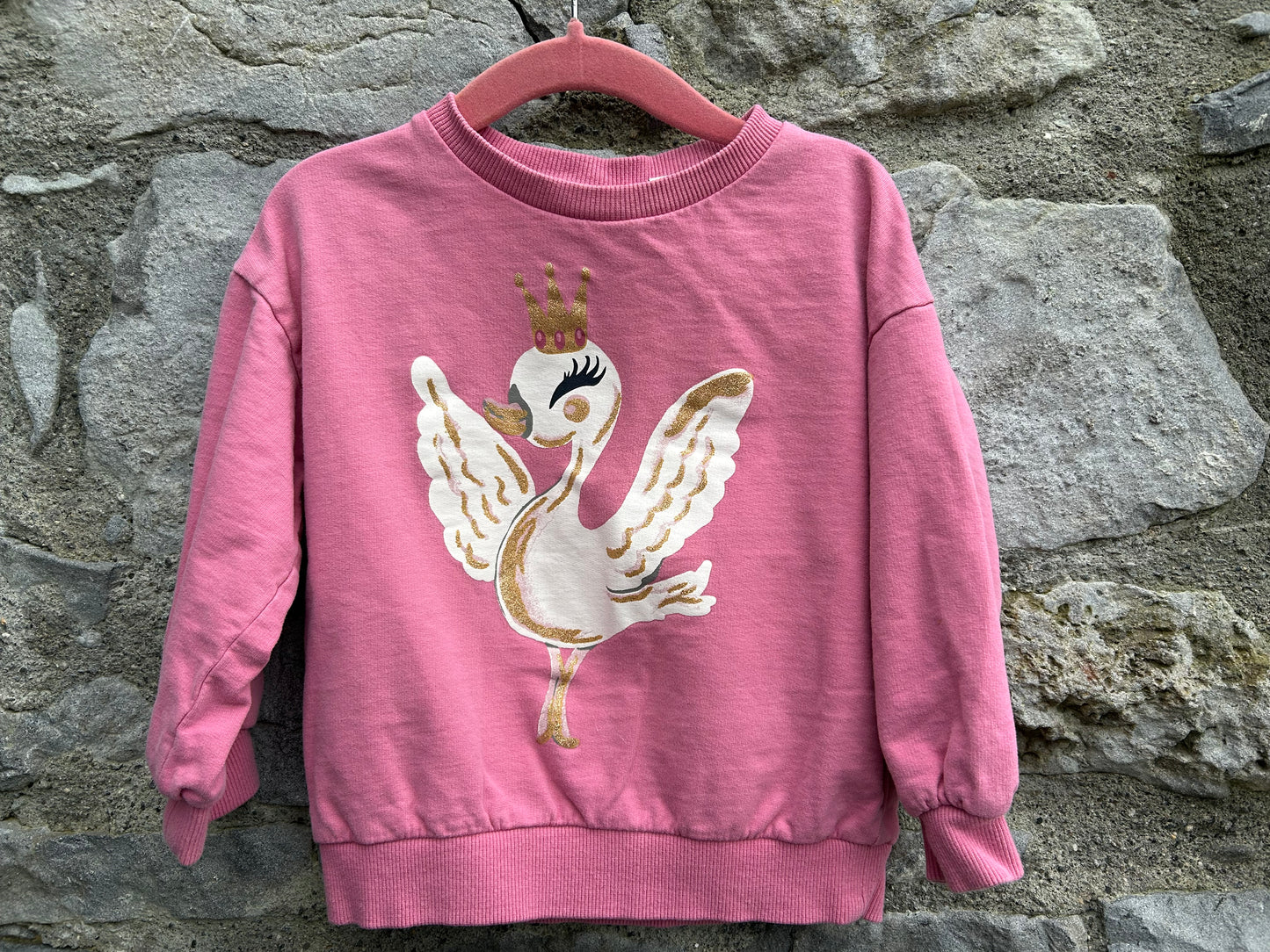 Swan pink sweatshirt 18-24m (86-92cm)