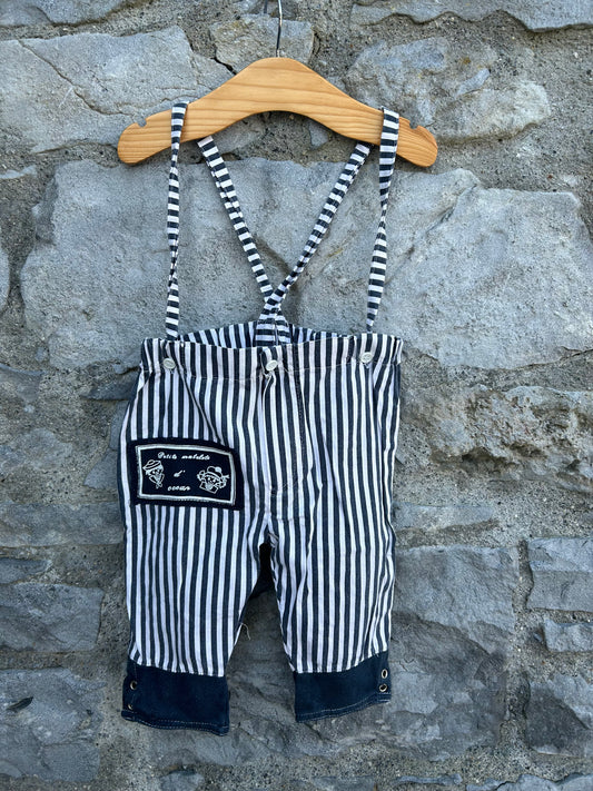 90s black stripy dungarees  6m (68cm)