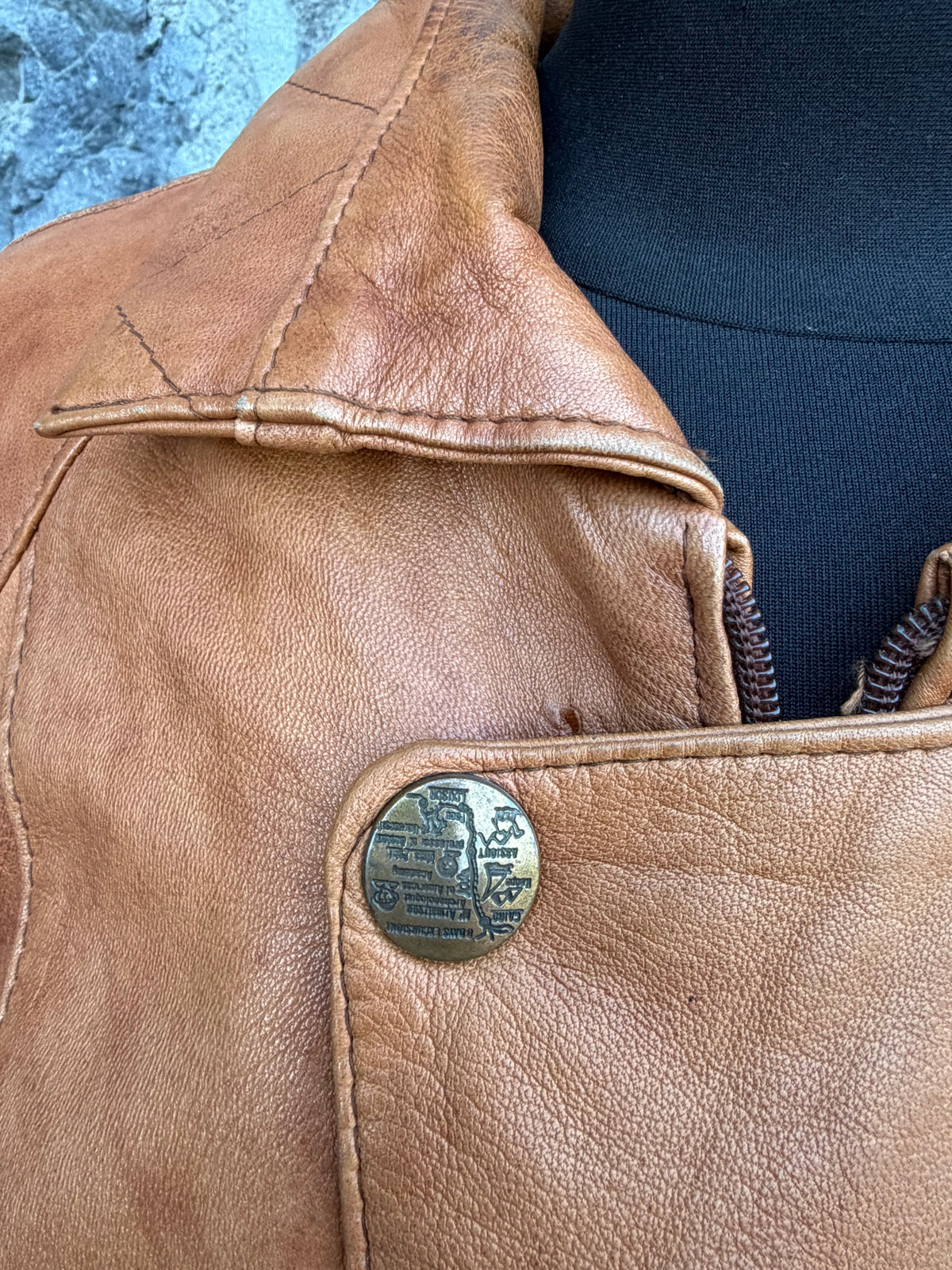 80s brown leather coat Medium