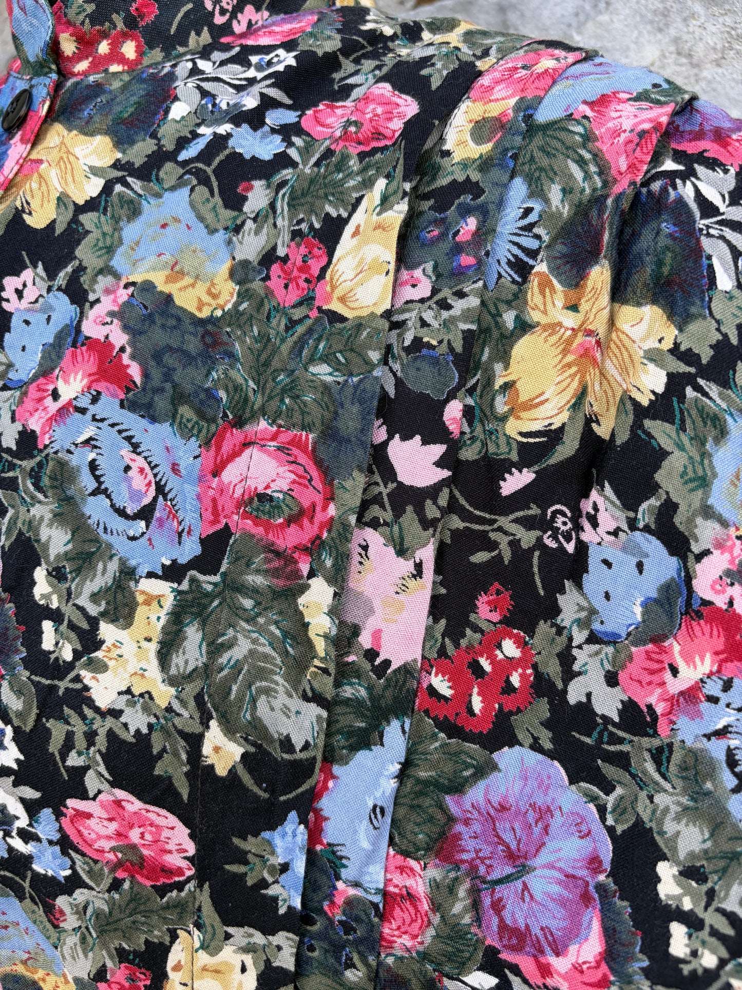 80s colourful floral dress uk 14