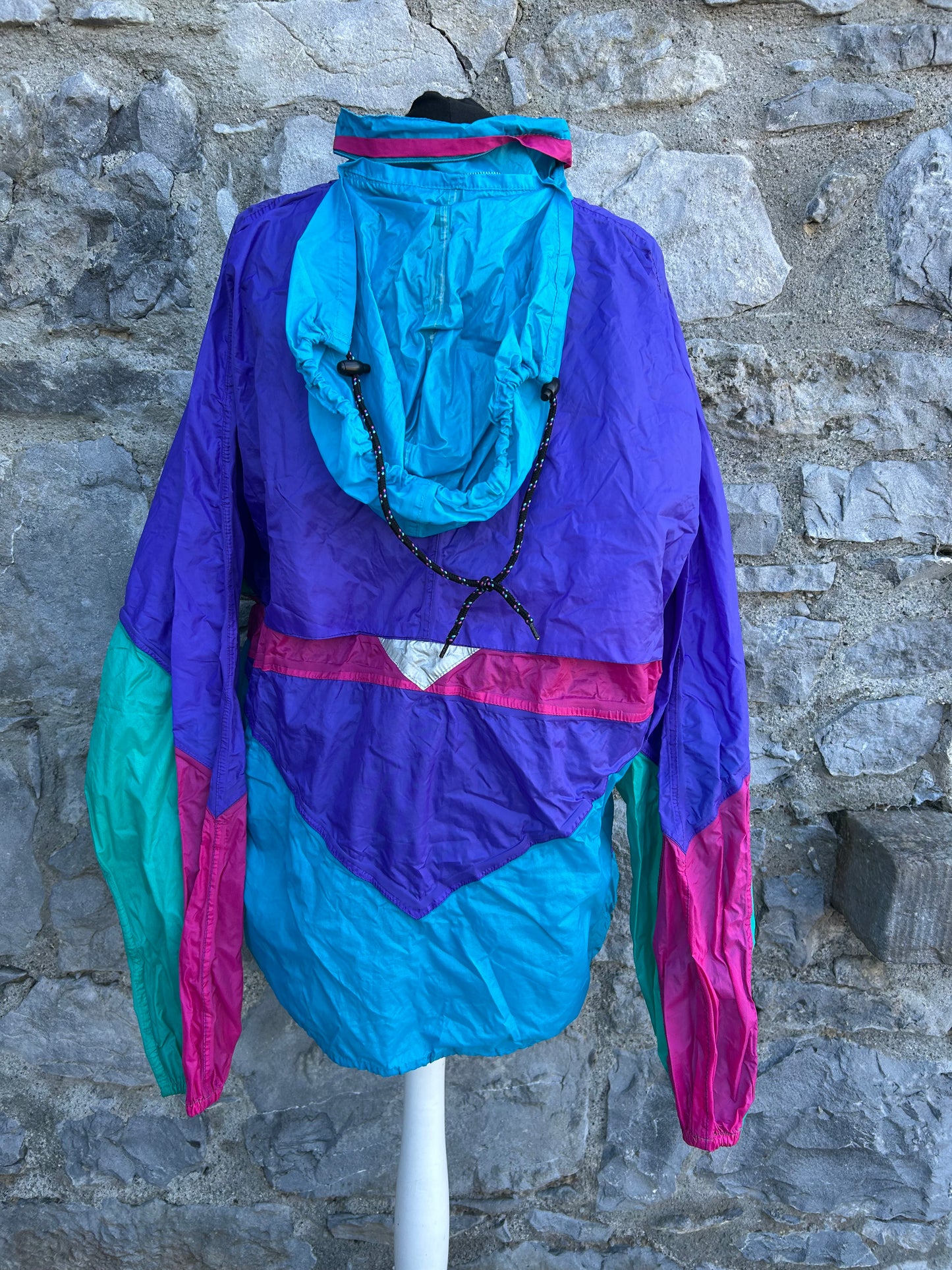 80s colourful rain jacket Large