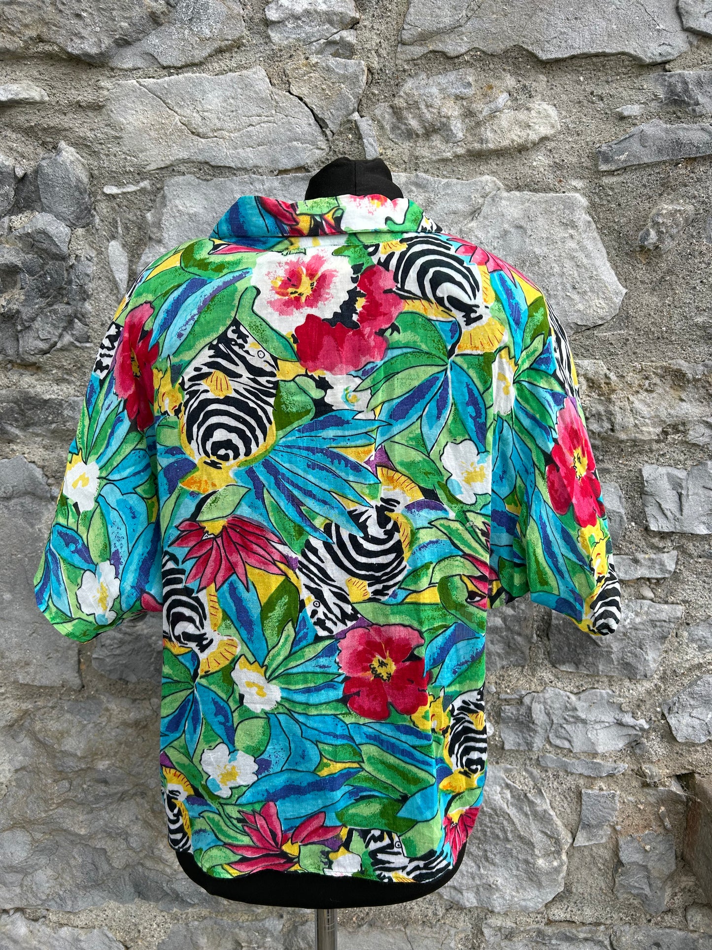 80s jungle flowers blouse uk 14-16