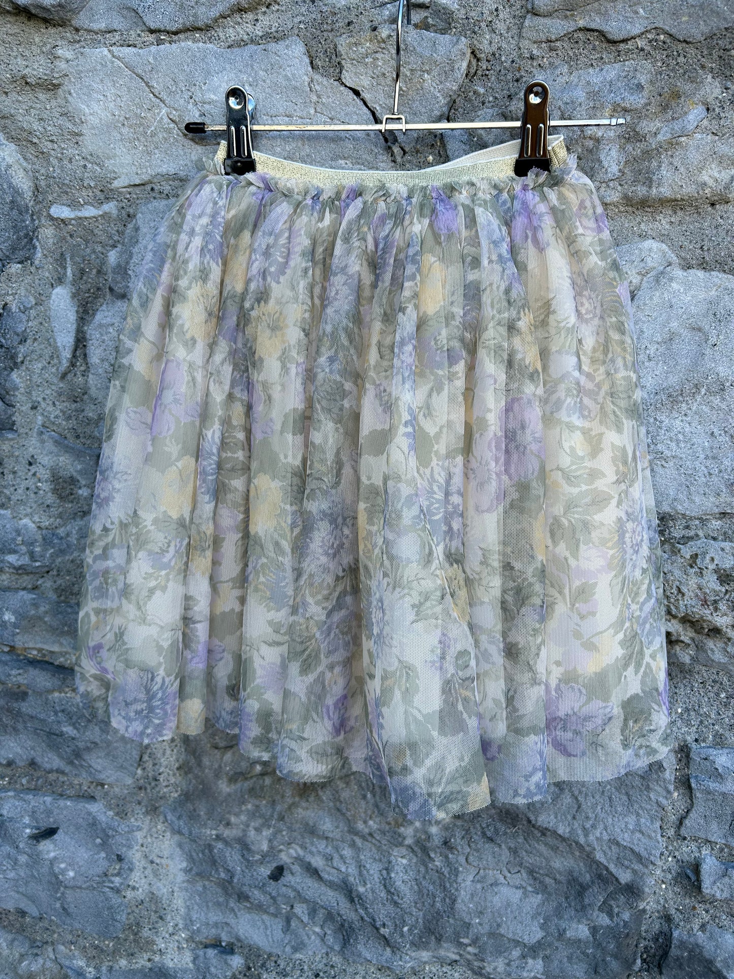 Floral grey net skirt  2-3y (92-98cm)