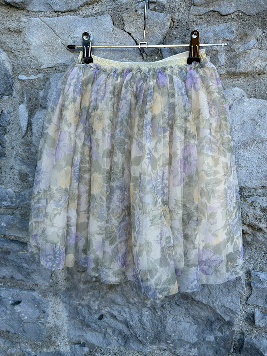 Floral grey net skirt  2-3y (92-98cm)