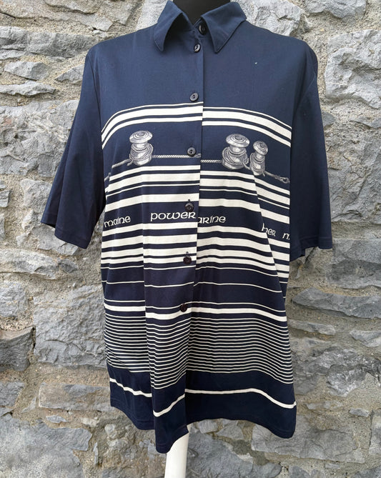 90s navy nautical shirt Large