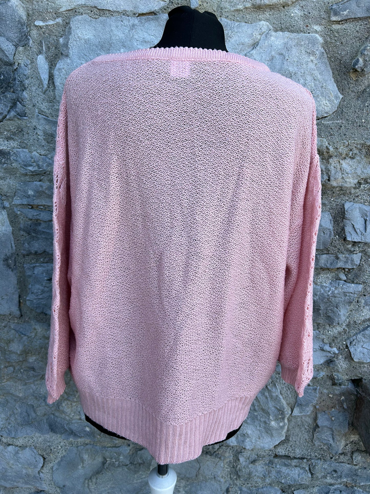 80s peach pointelle jumper uk 14-16