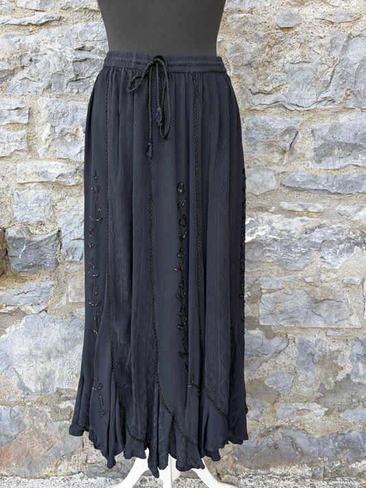 90s black embroidered skirt uk 8-10