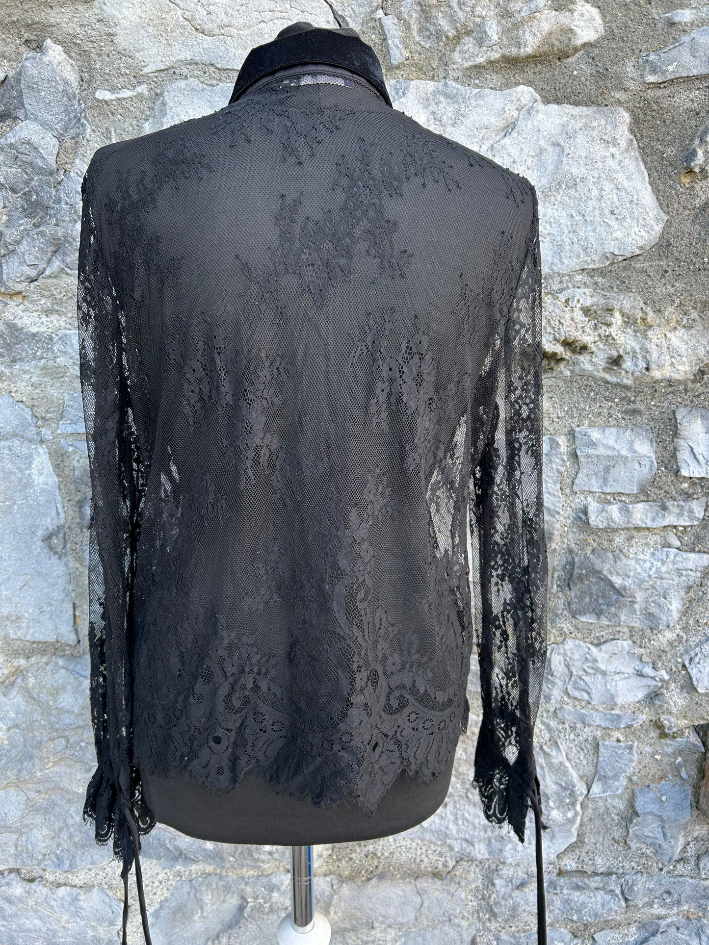 Black lace sheer blouse uk 12