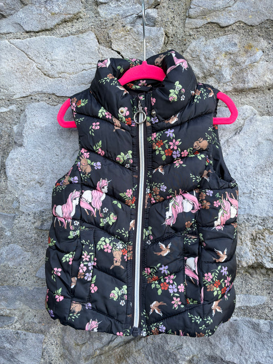 Unicorns navy puffy gilet 18-24m (86-92cm)