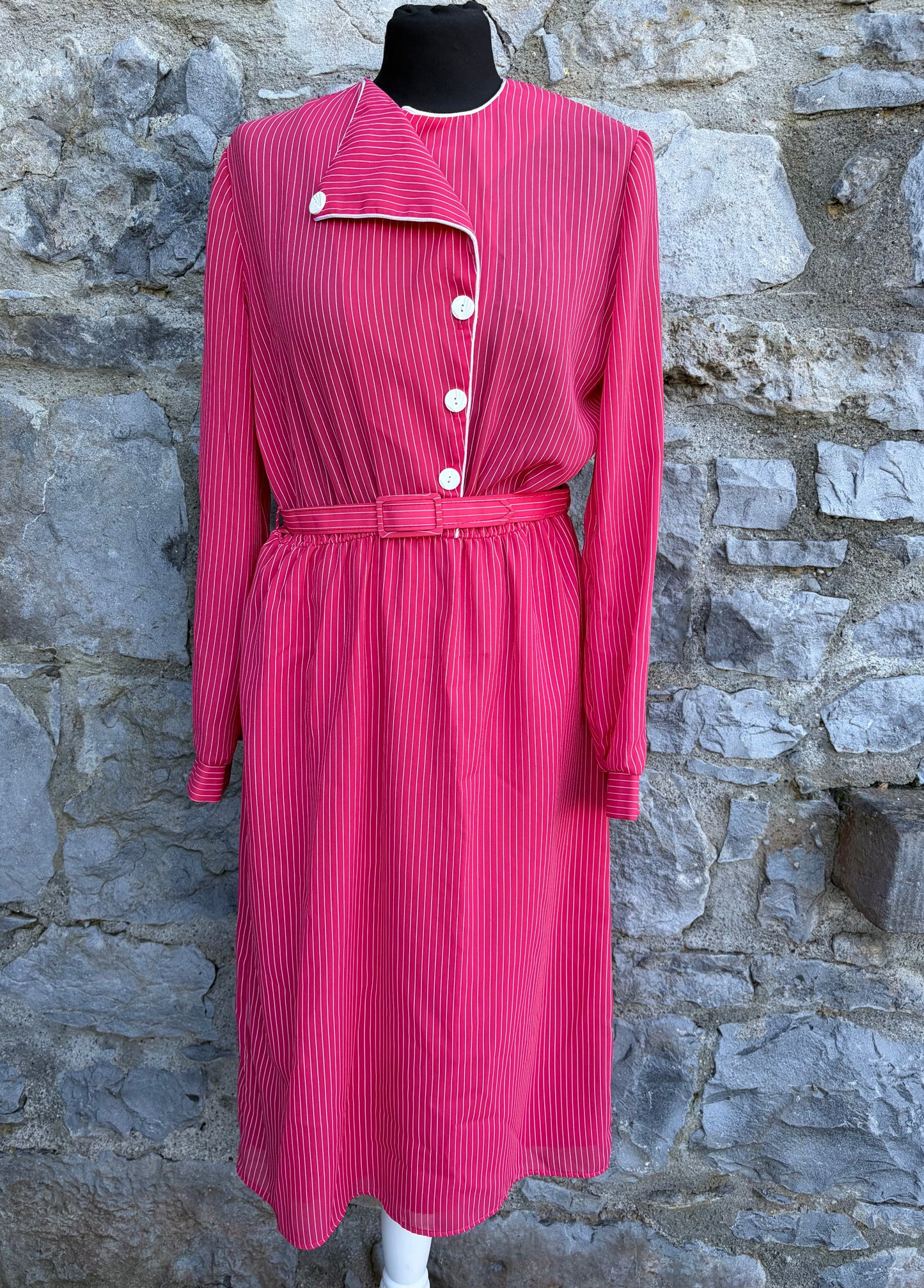80s red stripy dress uk 10-12