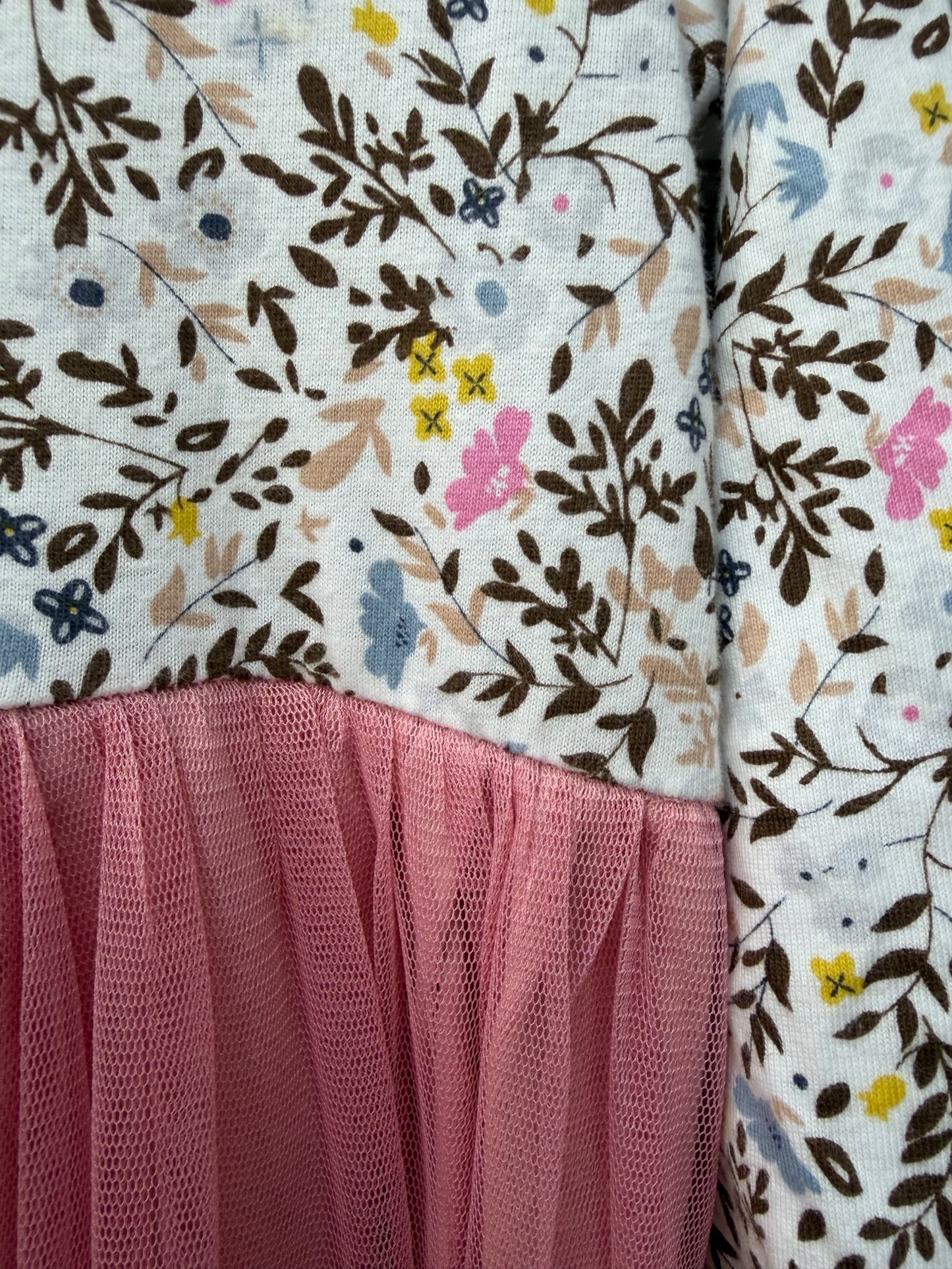 Pink flowers&tulle dress 2-3y (92-98cm)