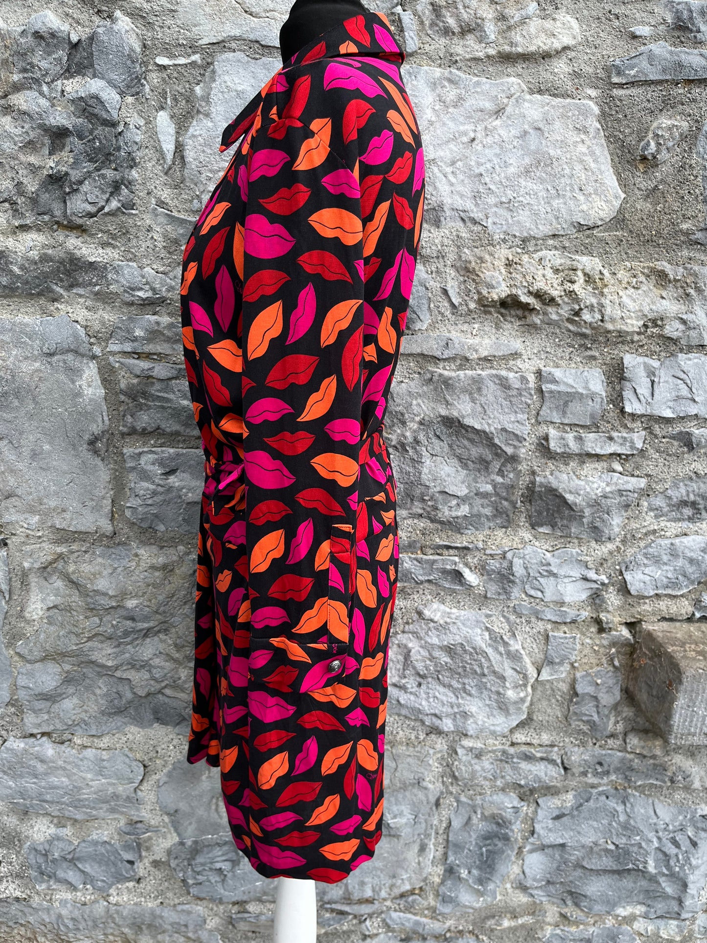 DvF Pink&orange lips black dress uk 10-12