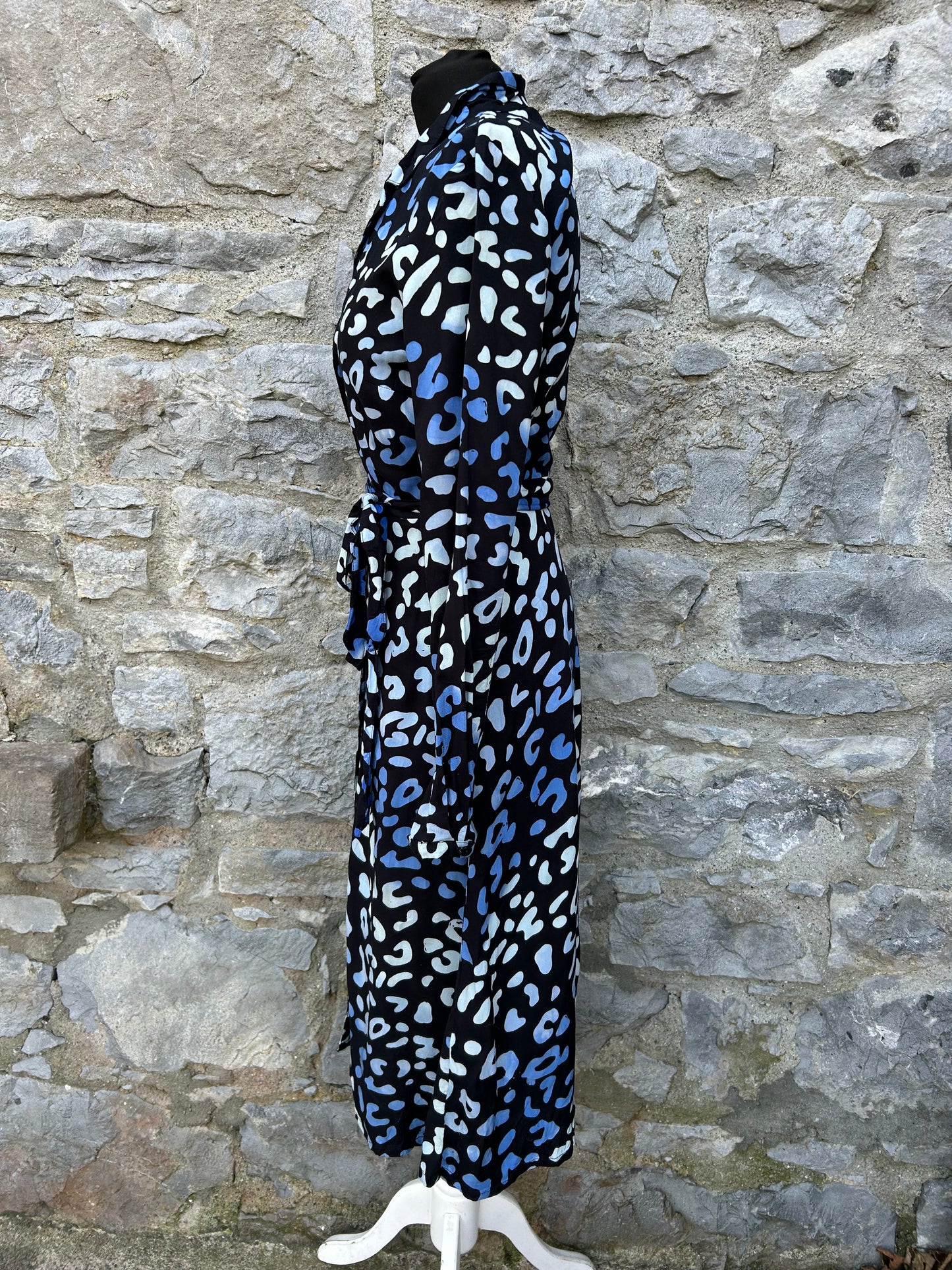 Blue Leopard print black shirt dress uk 8