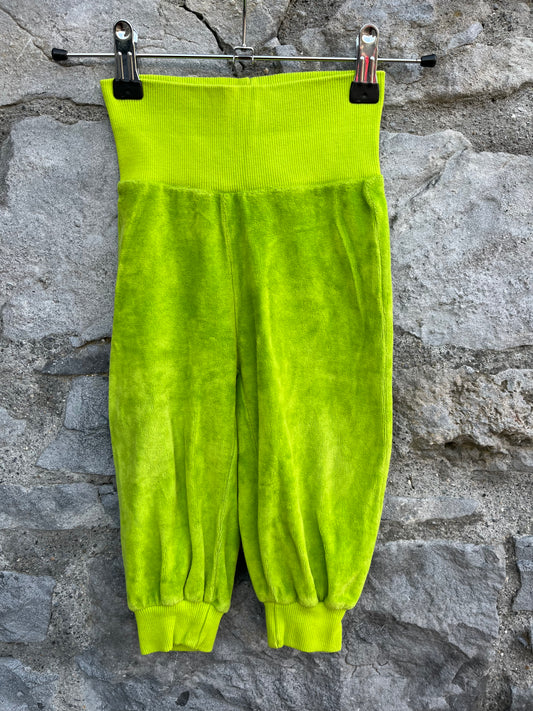 Lime velour pants  9-12m (74-80cm)