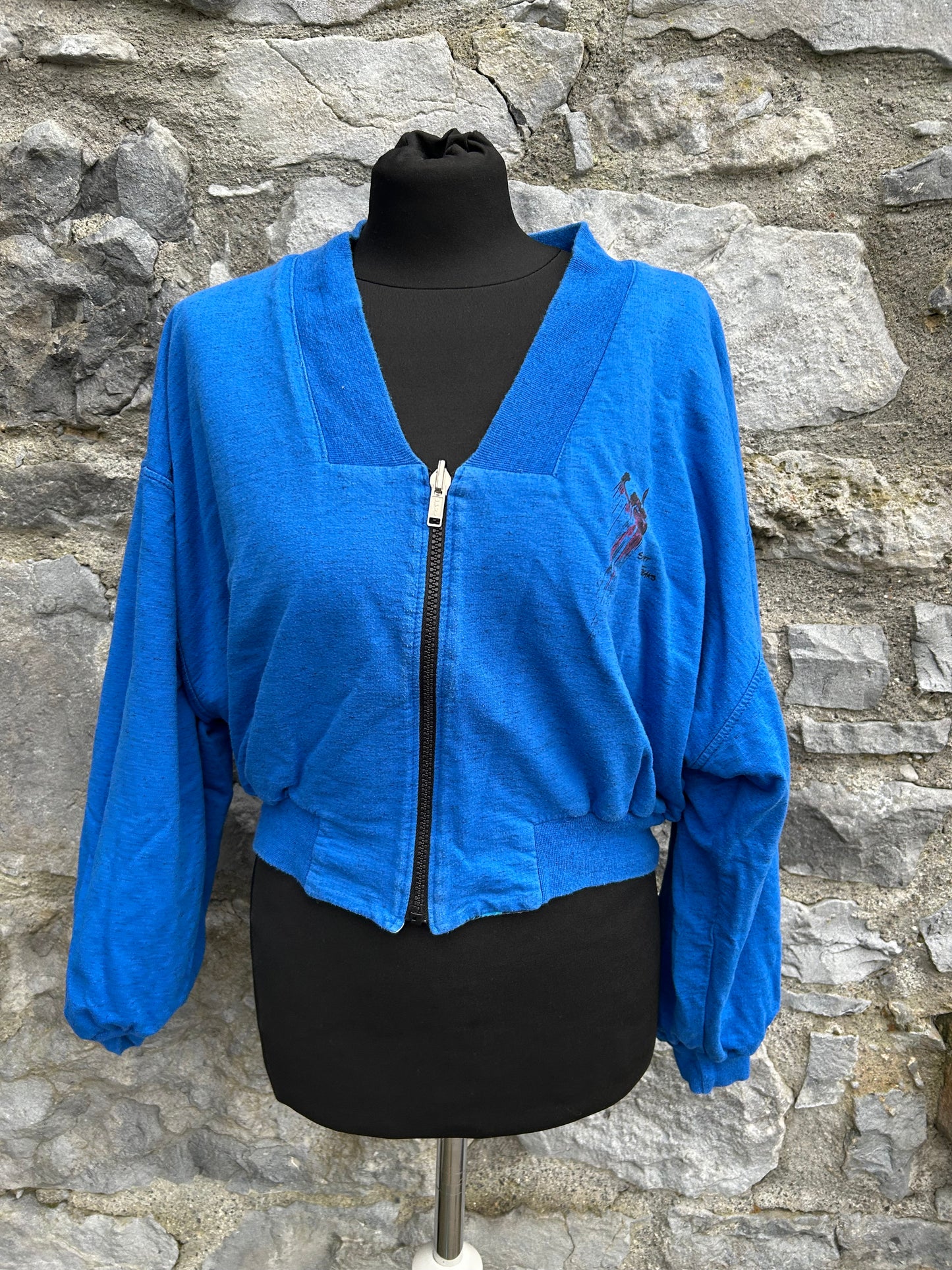 80s rainbow&blue reversible bomber jacket uk 12