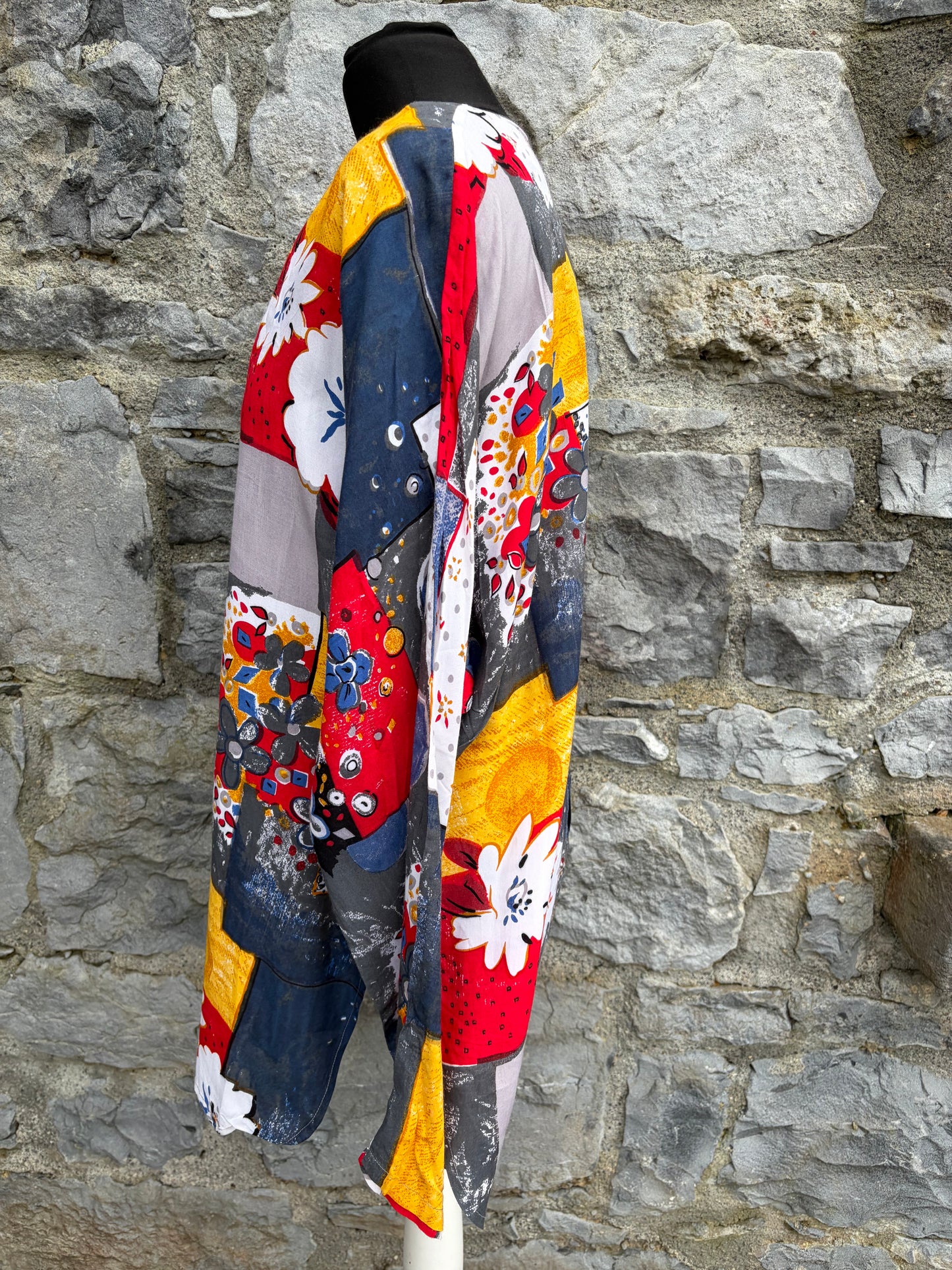 80s colourful patchwork long shirt uk 12
