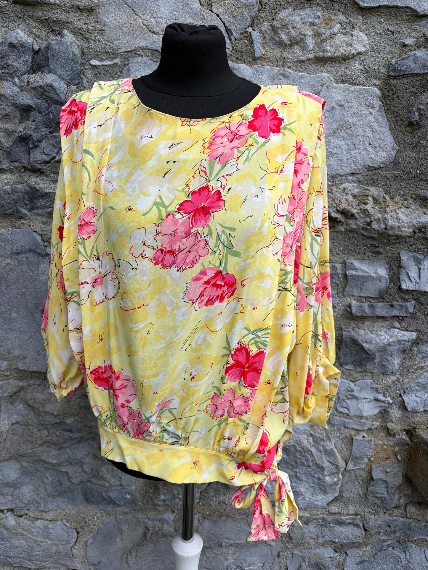 80s flowers yellow top uk 12-14