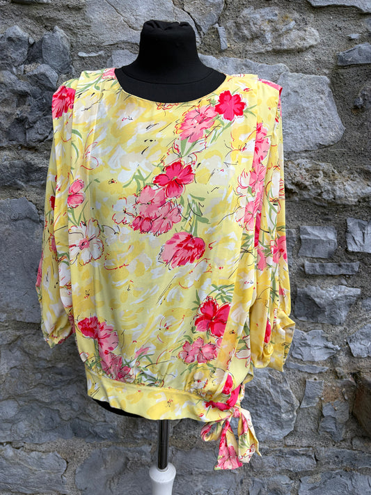 80s flowers yellow top uk 12-14