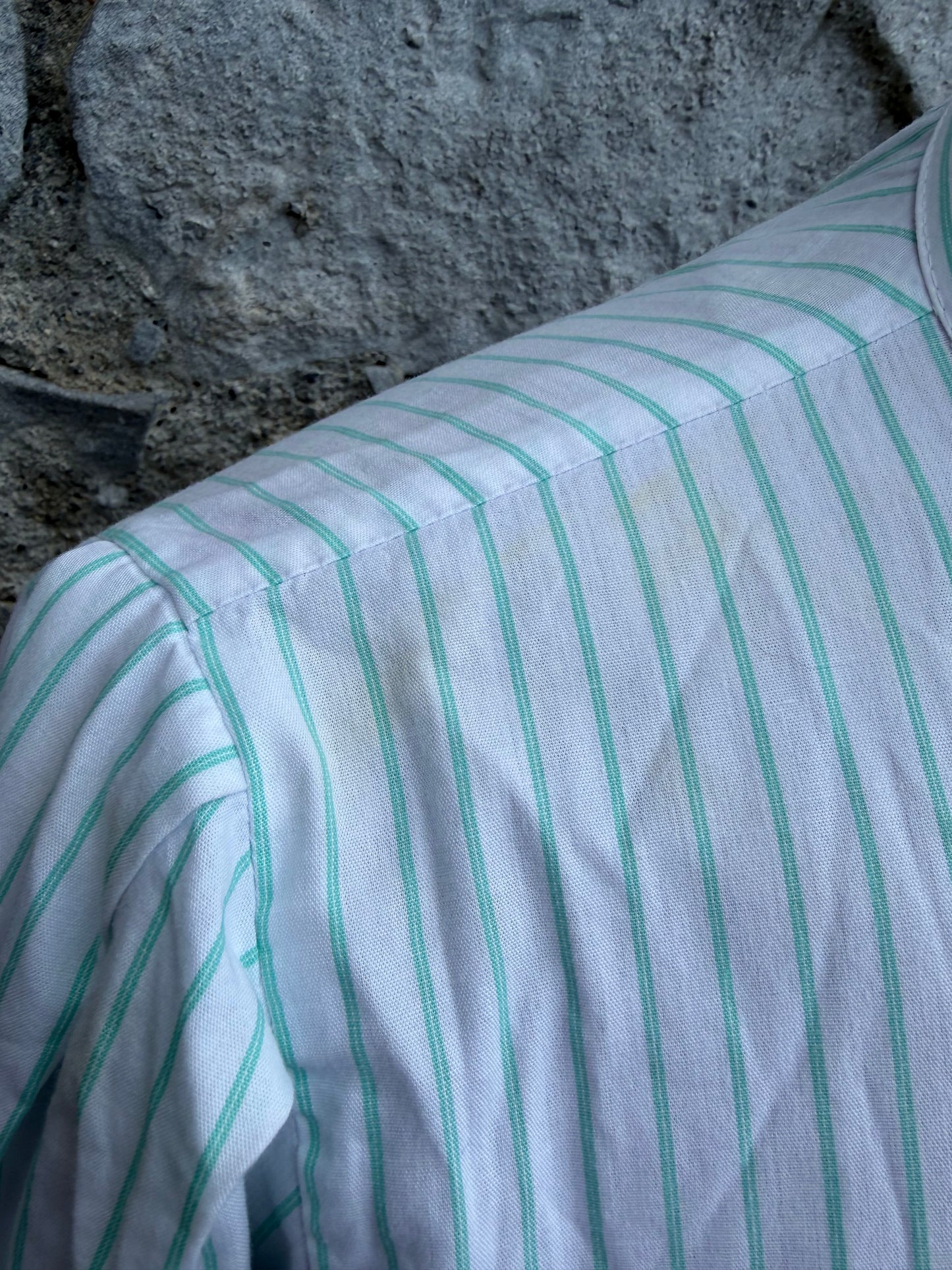 90s golf&polo Green stripy blouse uk 12-14