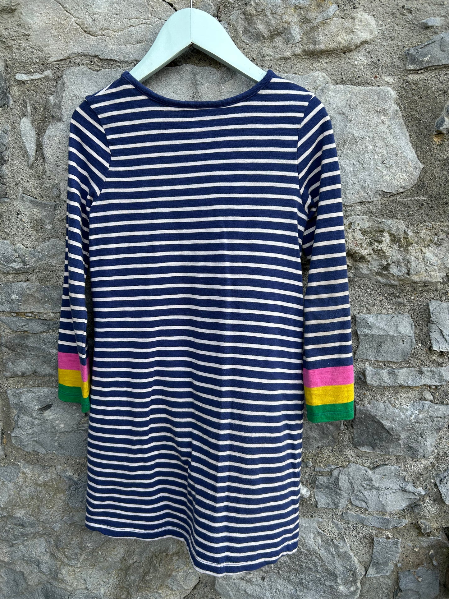 Navy stripy dress  8-9y (128-134cm)