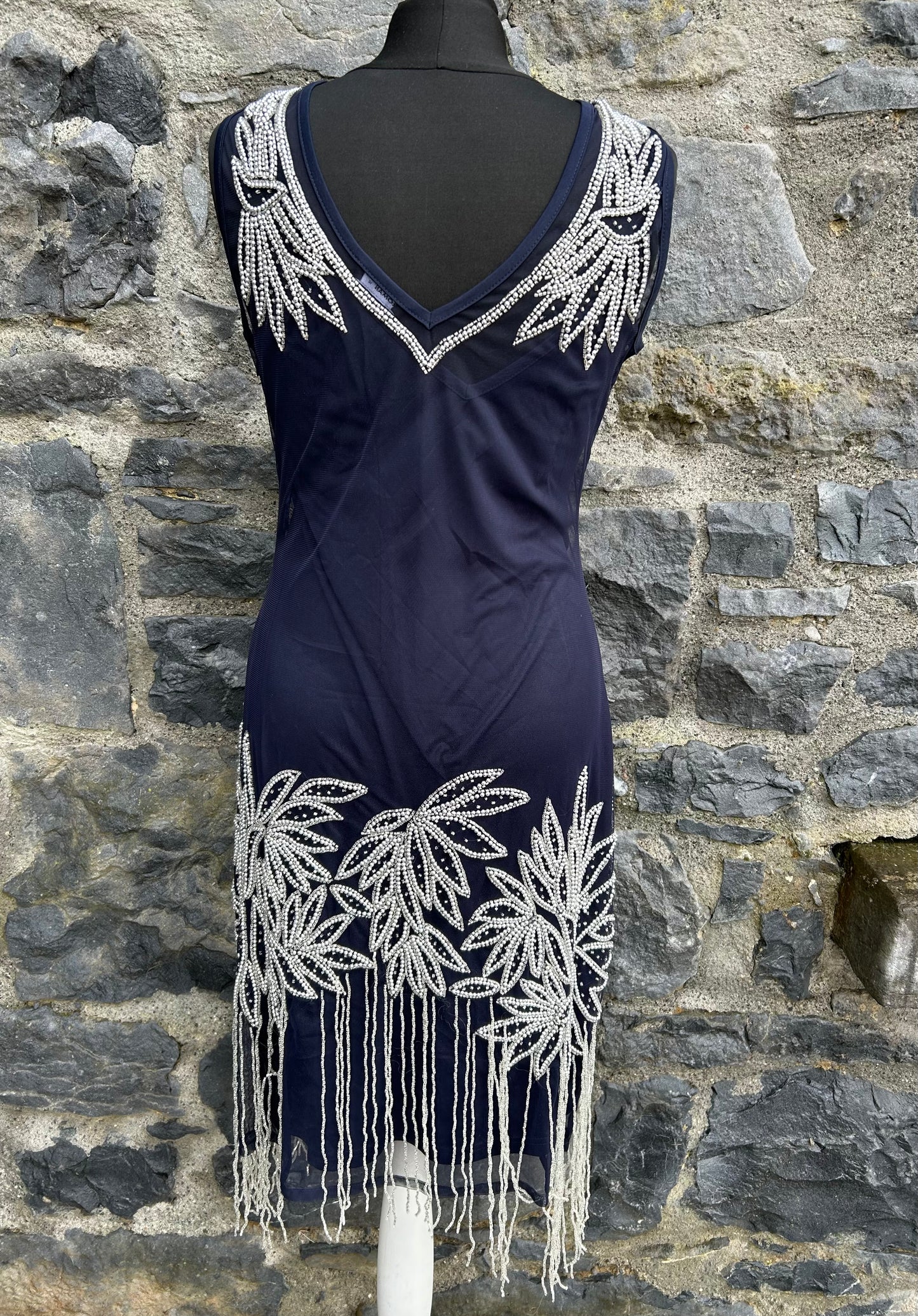 Embroidered sequins navy dress uk 8-10