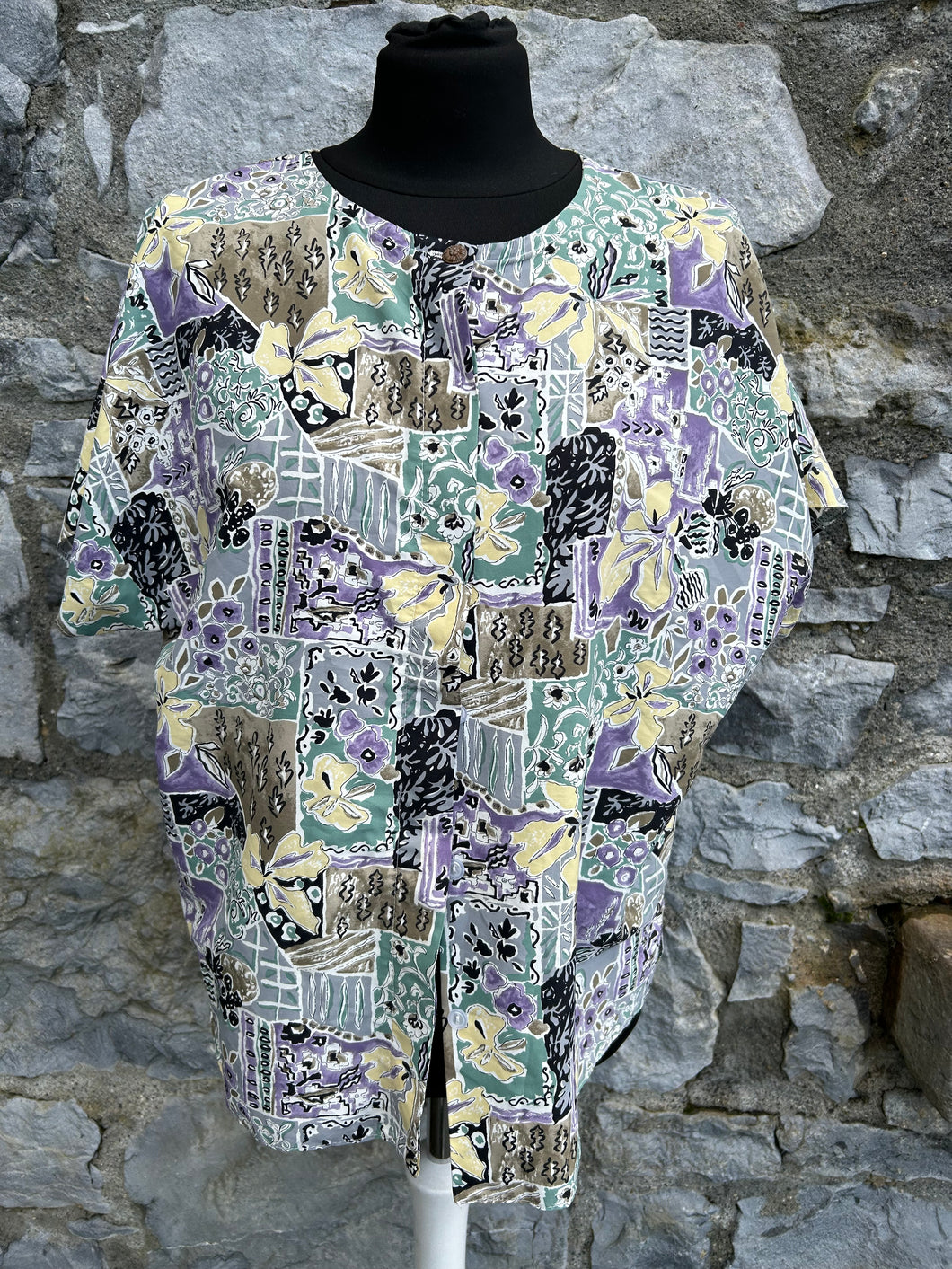 80s abstract patchwork top uk 14