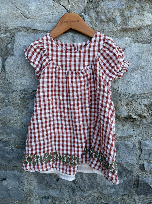 Maroon check dress  18-24m (86-92cm)