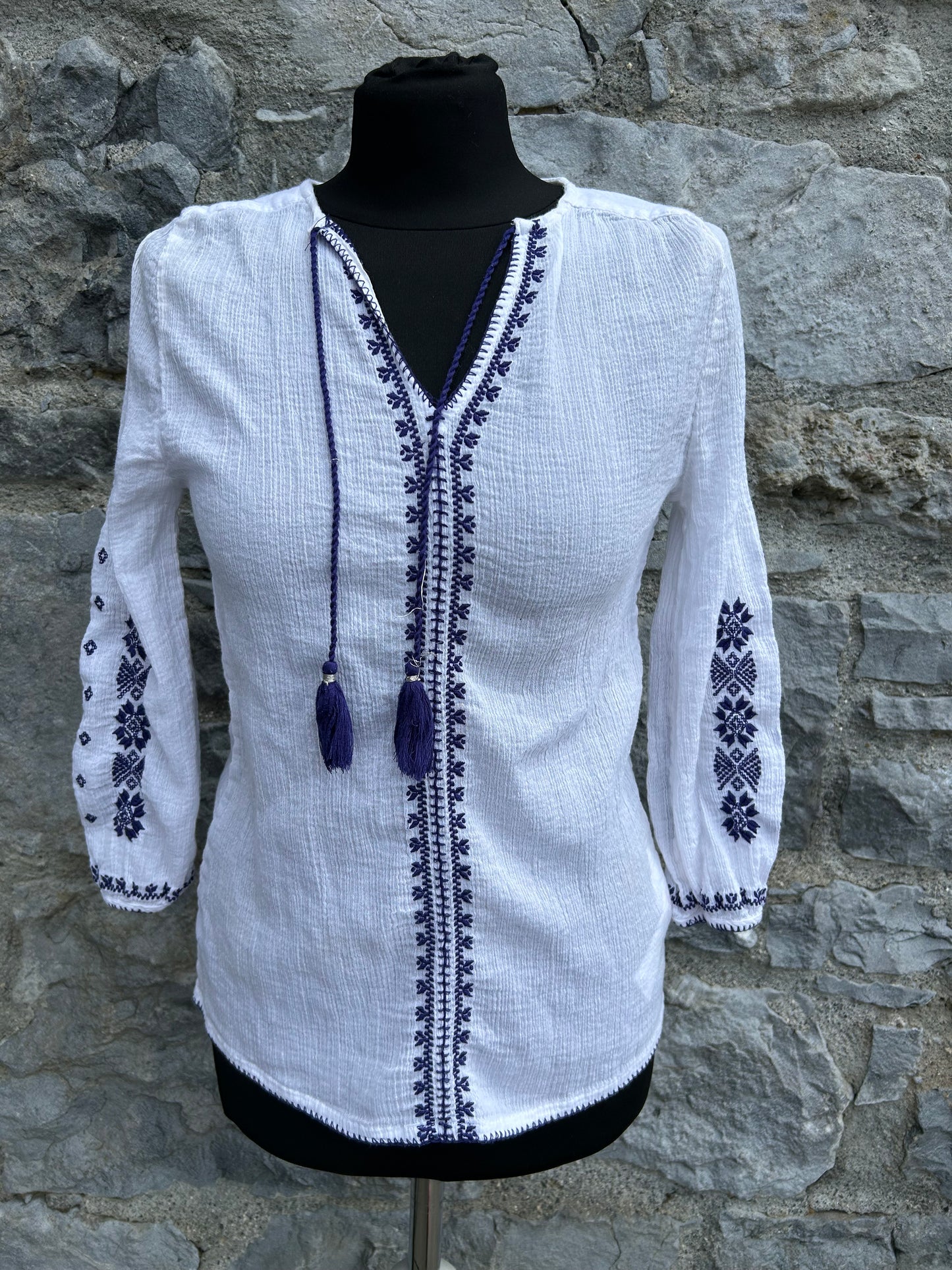 White embroidered blouse uk 8
