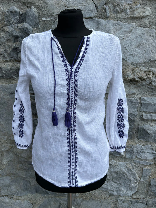 White embroidered blouse uk 8