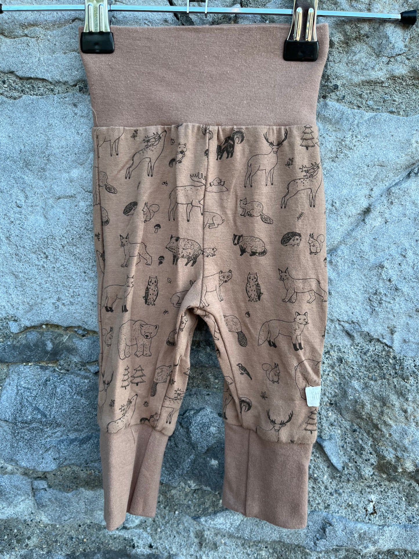 Brown woodland animals rib pants  0-1m (56cm)