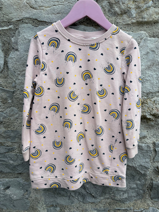 Dusty pink rainbows sweat dress 5y (110cm)