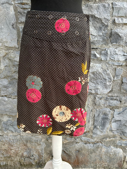 Brown Floral reversible skirt uk 10-14