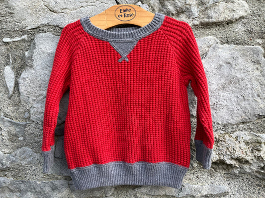 Red waffle jumper  12-18m (80-86cm)