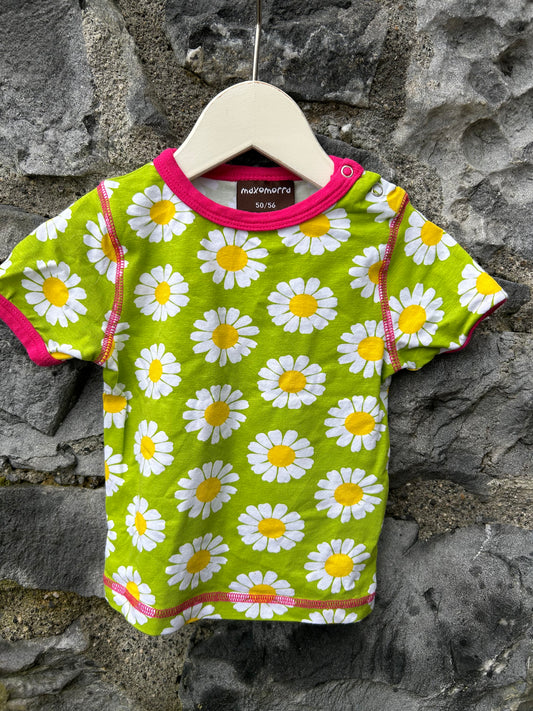 Green daisies t-shirt  0-1m (50-56cm)