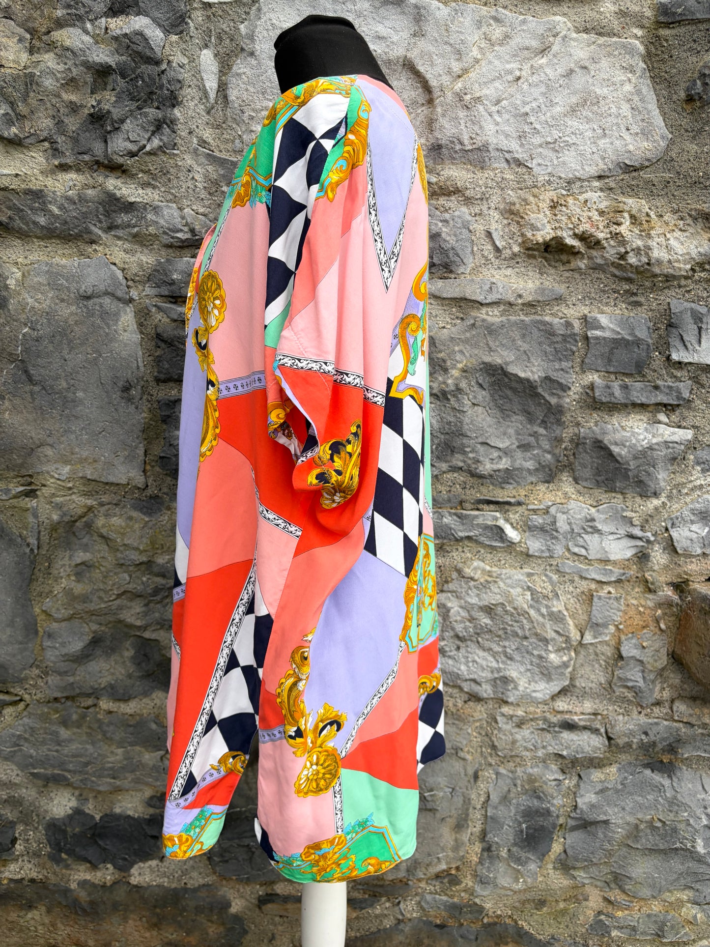 80s colourful patchwork shirt uk 16