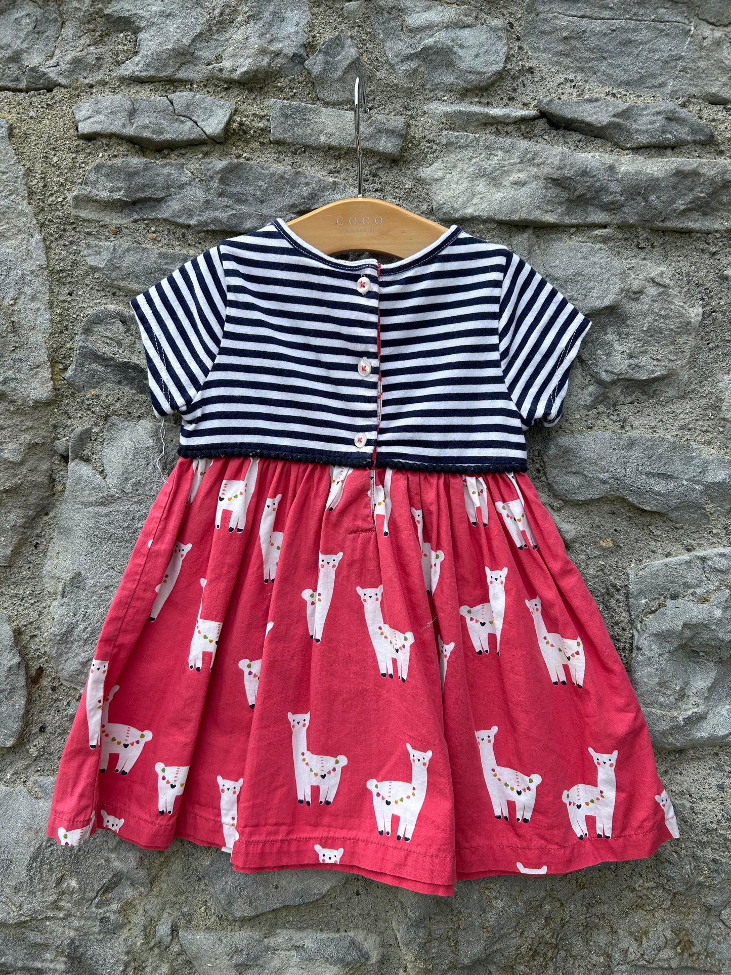 Stripes&llamas dress  6-9m (68-74cm)