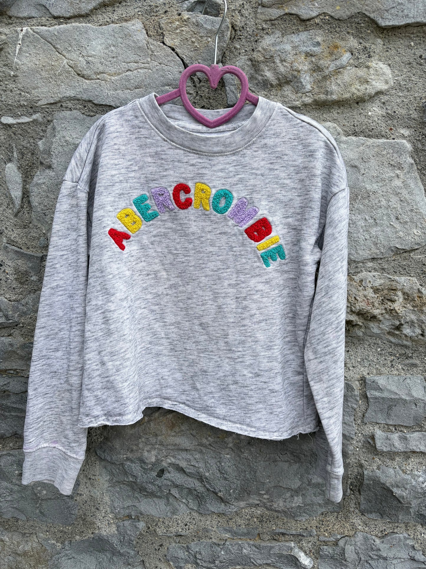 Colourful letters logo grey cropped sweatshirt  7-8y (122-128cm)