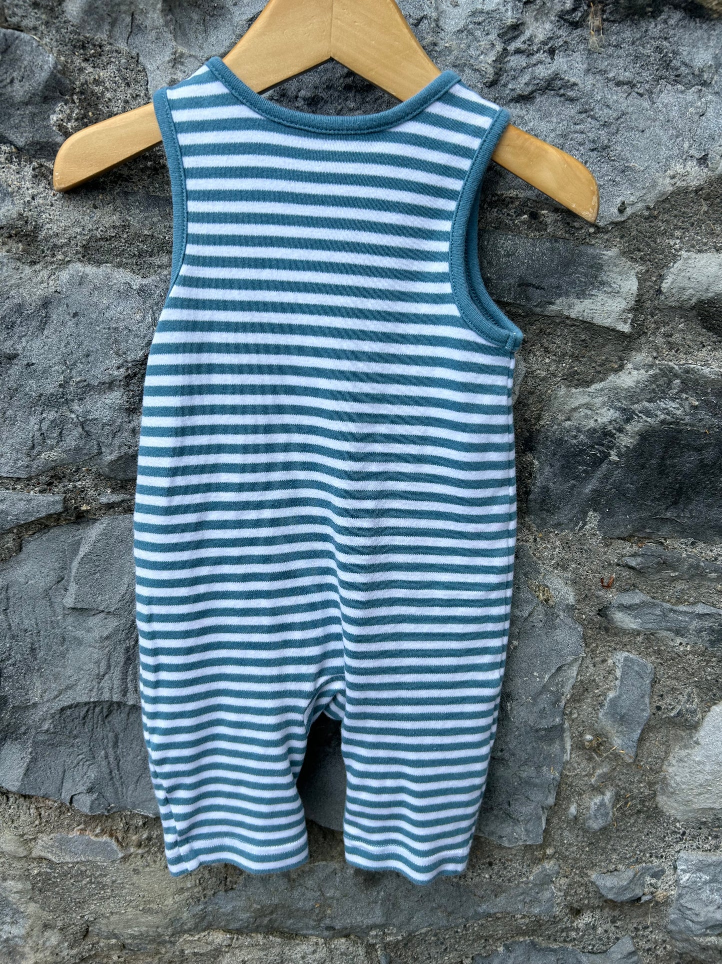 Blue stripy dungarees  3-6m (62-68cm)