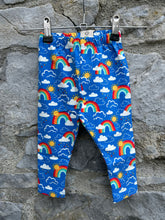 Load image into Gallery viewer, Sun&amp;rainbow blue leggings  6-12m (68-80cm)
