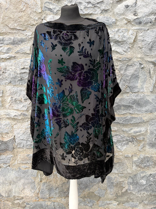 Stained glass floral velvet poncho uk 8-14
