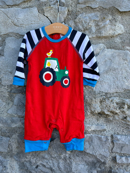 Tractor red onesie  0-3m (56-62cm)