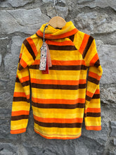 Load image into Gallery viewer, Orange&amp;yellow stripes velour highneck top  4y (104cm)
