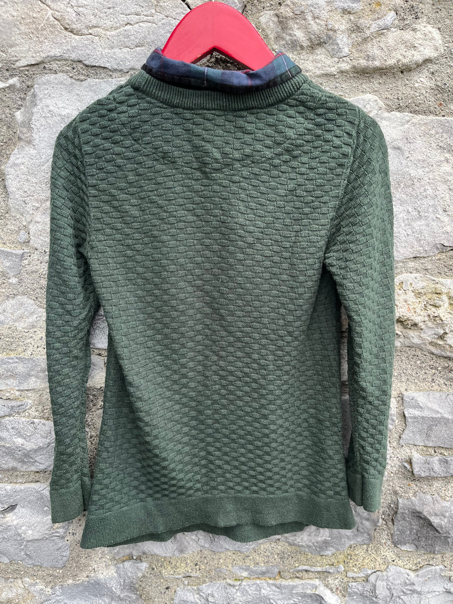 Dark green jumper with collar   8y (128cm)