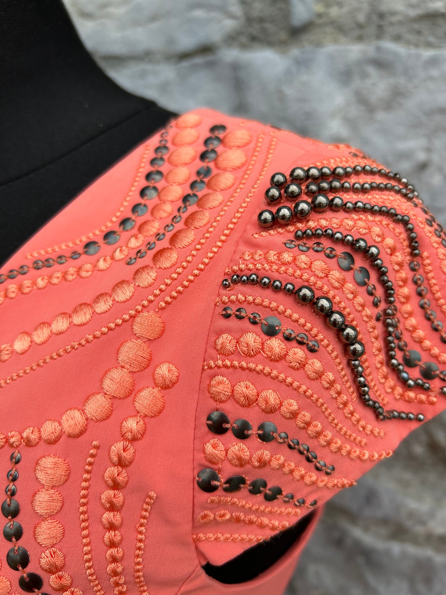 Orange beaded dress uk 8